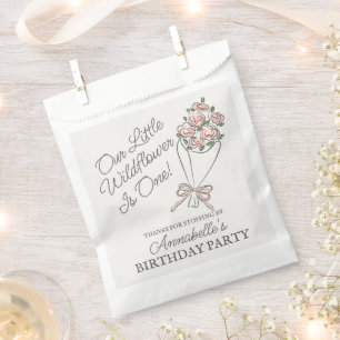 Pink Flower Market Fresh Floral Birthday Favour Bags