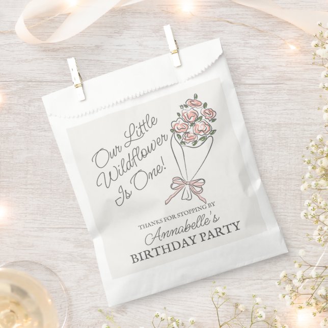 Pink Flower Market Fresh Floral Birthday Favour Bags (Clipped)