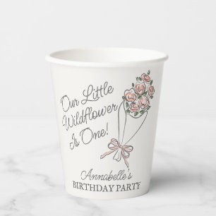 Pink Flower Market Fresh Floral Birthday Paper Cups