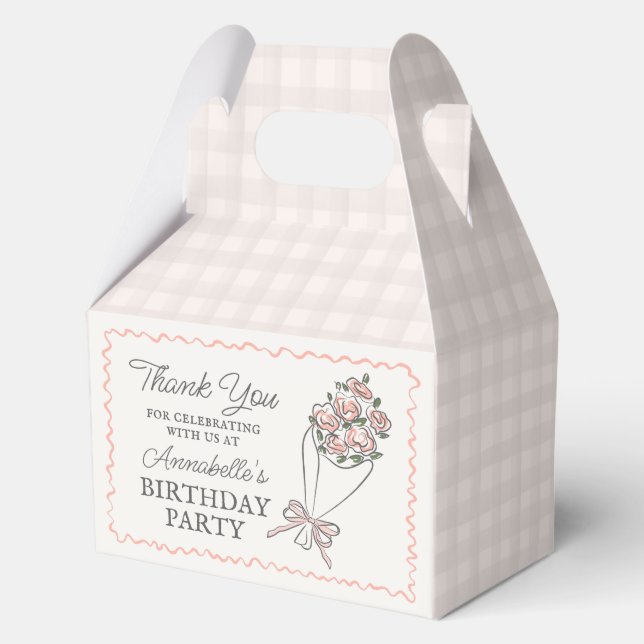 Pink Flower Market Fresh Floral Birthday Party Favour Box (Back)
