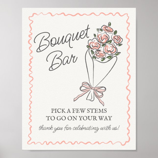 Pink Flower Market Fresh Floral Bouquet Bar Sign (Front)