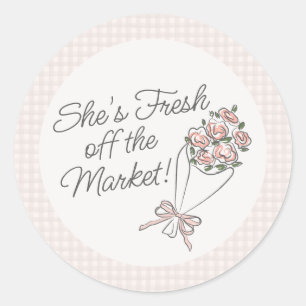 Pink Flower Market Fresh Floral Bridal Shower Classic Round Sticker