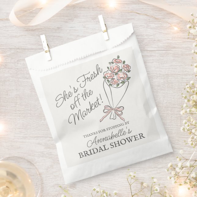Pink Flower Market Fresh Floral Bridal Shower Favour Bags (Clipped)