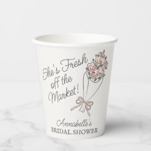 Pink Flower Market Fresh Floral Bridal Shower Paper Cups