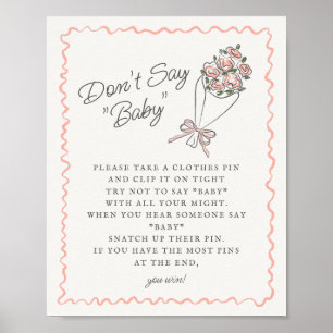 Pink Flower Market Fresh Floral Dont Say Baby Game Poster
