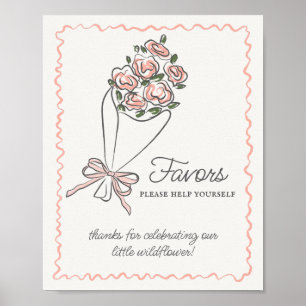 Pink Flower Market Fresh Floral Favours Sign