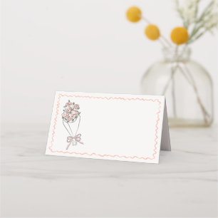 Pink Flower Market Fresh Floral Folded Place Card