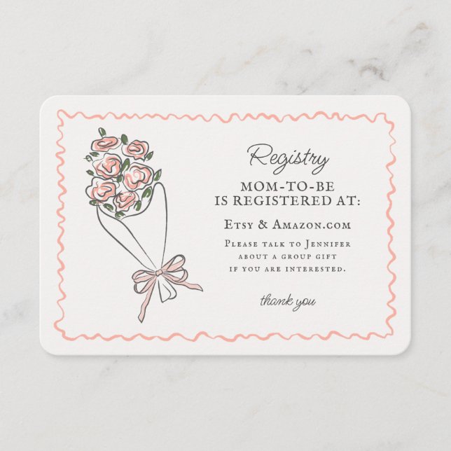 Pink Flower Market Fresh Floral Registry Insert (Front)