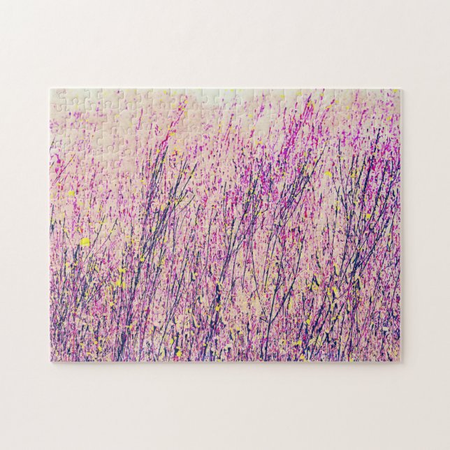 Pink Flower Meadow Art Puzzle (Horizontal)