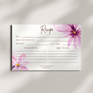 Pink Flower Minimalist Recipe Card