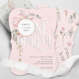 Pink Flower Miss Onederland Girl 1st birthday