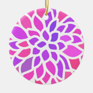 Pink Flower Modern Colourful Ceramic Tree Decoration