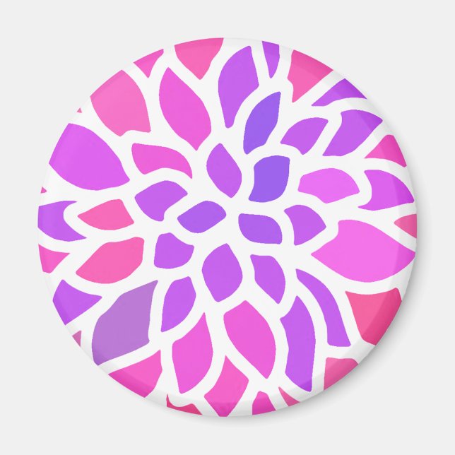 Pink Flower Modern Colourful Magnet (Front)