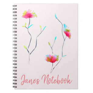 Pink flower modern simple Japanese inspired art Notebook