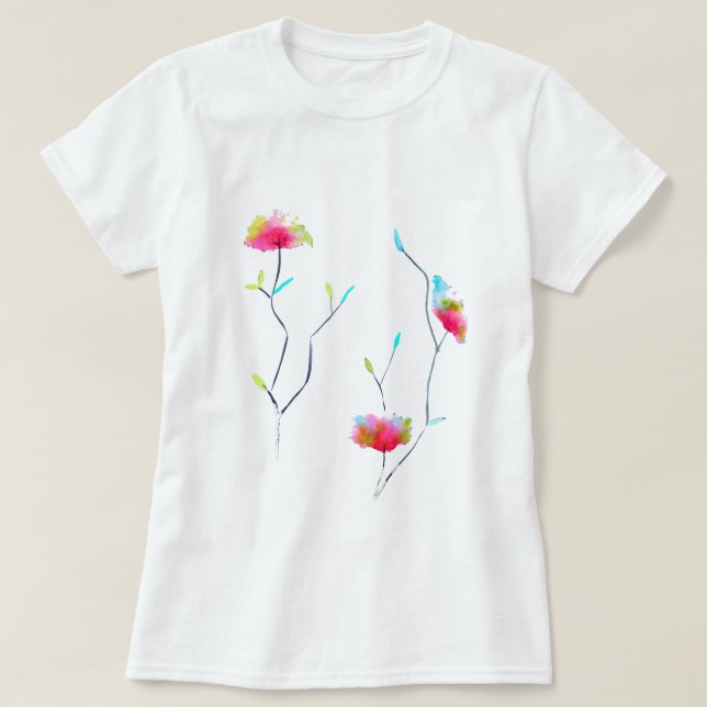 Pink flower modern simple Japanese inspired art T-Shirt (Design Front)