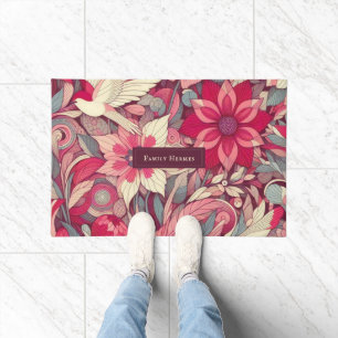 Pink Flower Morris art Doormat