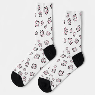 pink flower motif socks