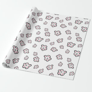 pink flower motif wrapping paper