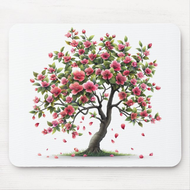 Pink Flower Mouse Mat (Front)