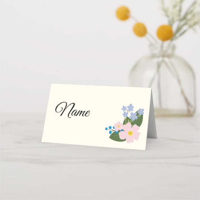Pink Flower Name Place Card (Front)