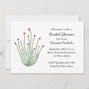 Pink Flower Ocotillo Cactus Bridal Shower Invitation