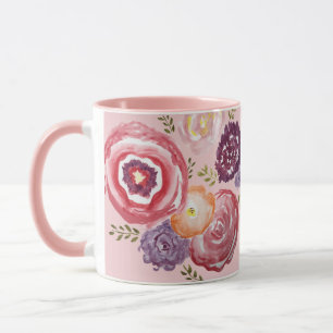 Pink Flower Painting Bouquet Coffee Mug