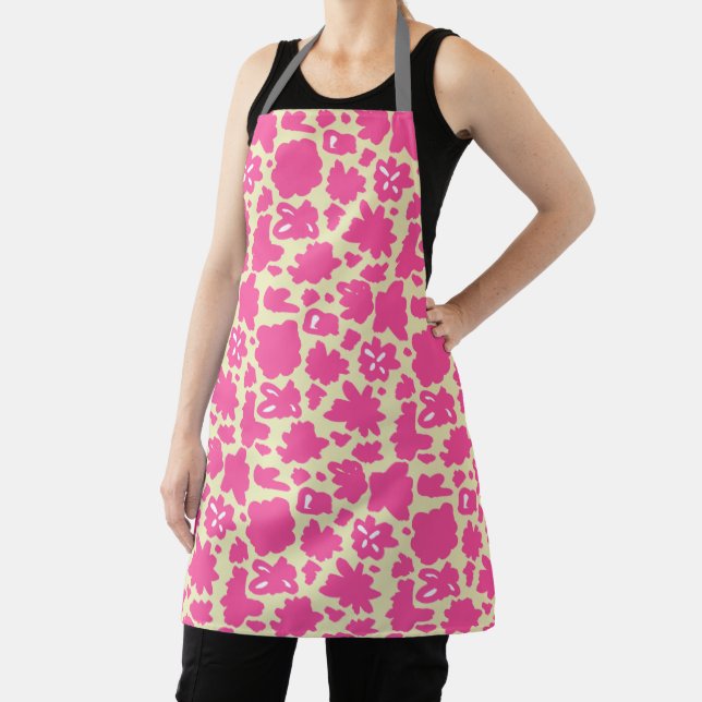 Pink Flower Painting Pattern All Over Apron (Insitu)