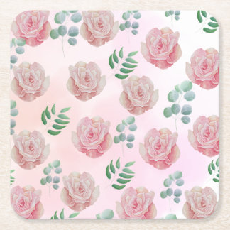 Pink flower paper coasters 