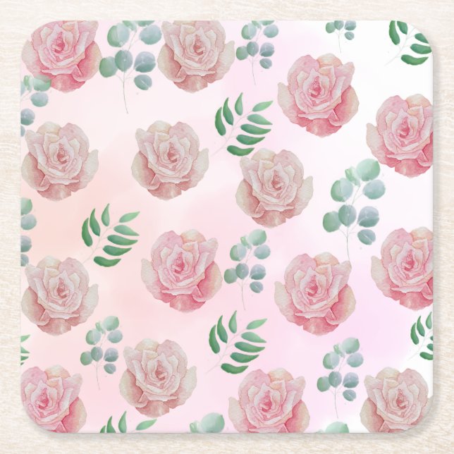 Pink flower paper coasters  (Front)