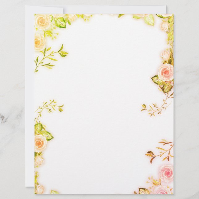 Pink Flower Paper Custom Letterhead (Front)