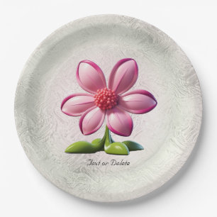 Pink Flower Paper Plate
