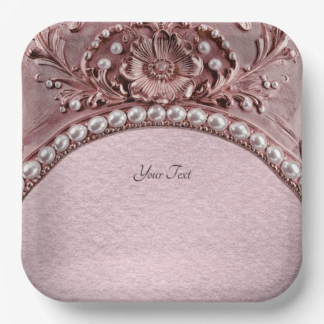 Pink Flower Paper Plate (Front)