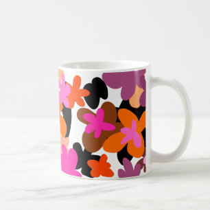 Pink flower pattern coffee mug