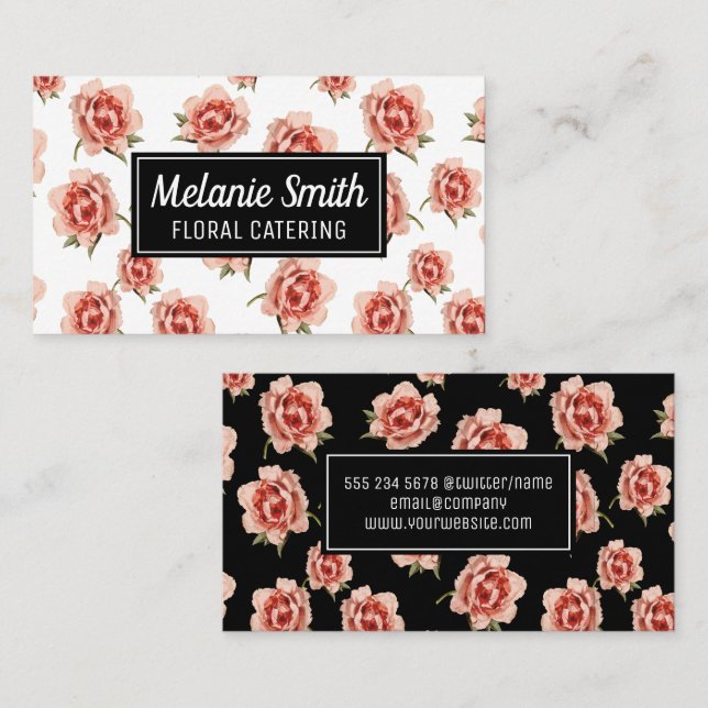 Pink Flower Pattern | Florist Business Card (Front/Back)