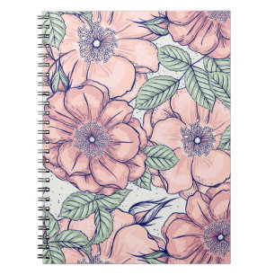 Pink Flower Pattern Notebook Journal