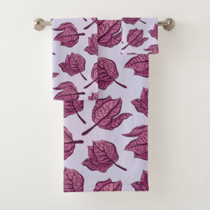 Pink Flower Pattern Pastel Floral Physalis Bloom Bath Towel Set