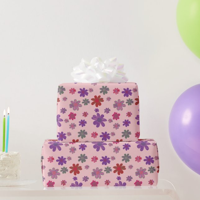Pink flower pattern wrapping paper (Party Gifts)
