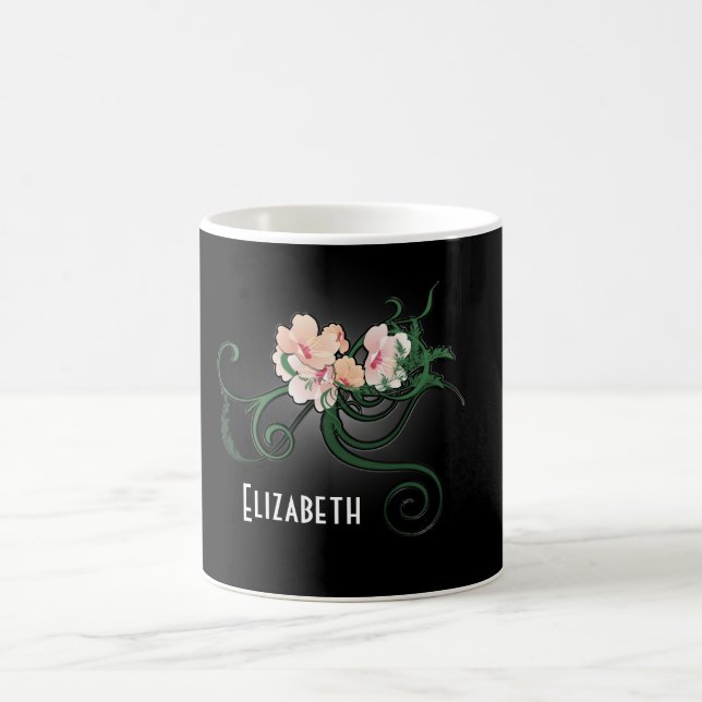 Pink Flower Personalised Bridesmaid Gift Coffee Mug (Center)