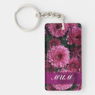 Pink flower personalised mother key ring