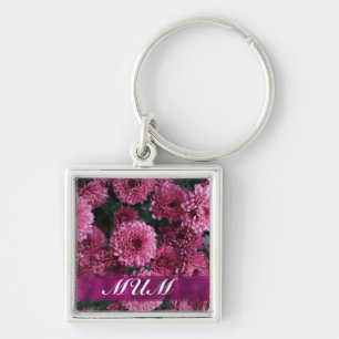 Pink flower personalised mother key ring