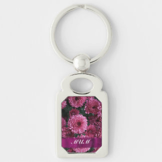Pink flower personalised mother key ring