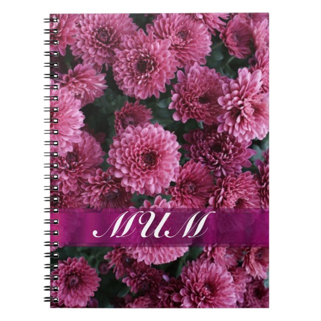 Pink flower personalised mother notebook (Front)