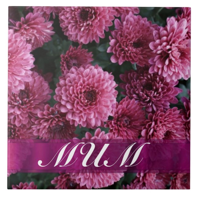 Pink flower personalised mother tile (Front)