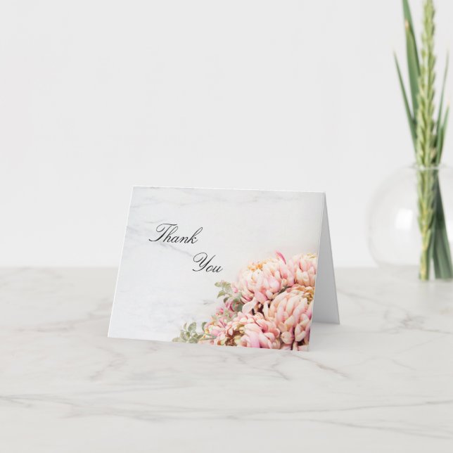 Pink Flower Personalised Thank You Card (Front)