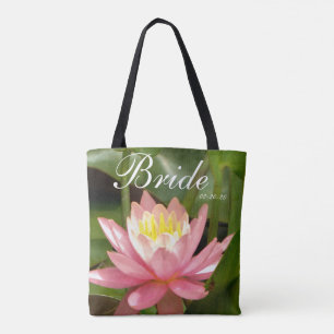 Pink flower personalised w/ Name Bride & date Tote Bag