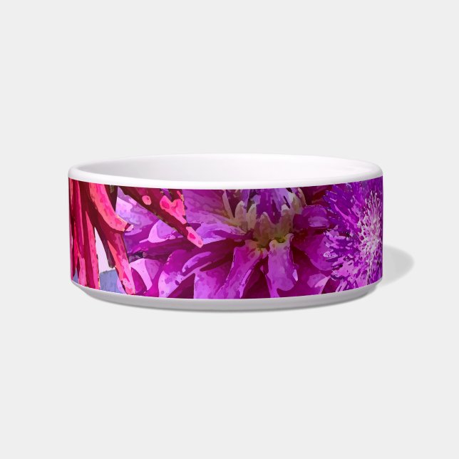 pink flower pet bowl, dahlia pet bowl (Front)