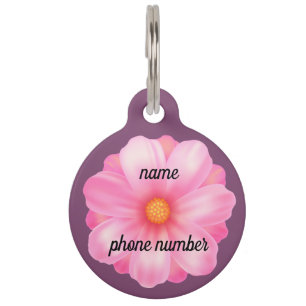 Pink Flower Pet Tag