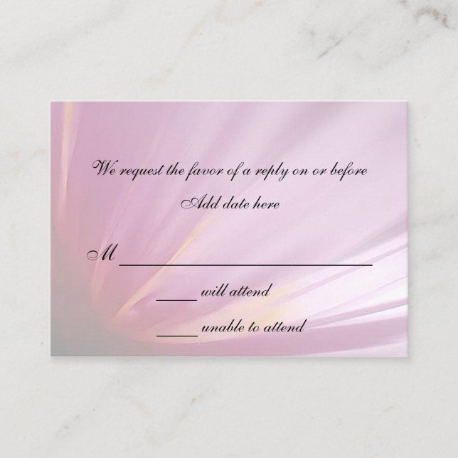 Pink Flower Petal Wedding Response Card (Front)