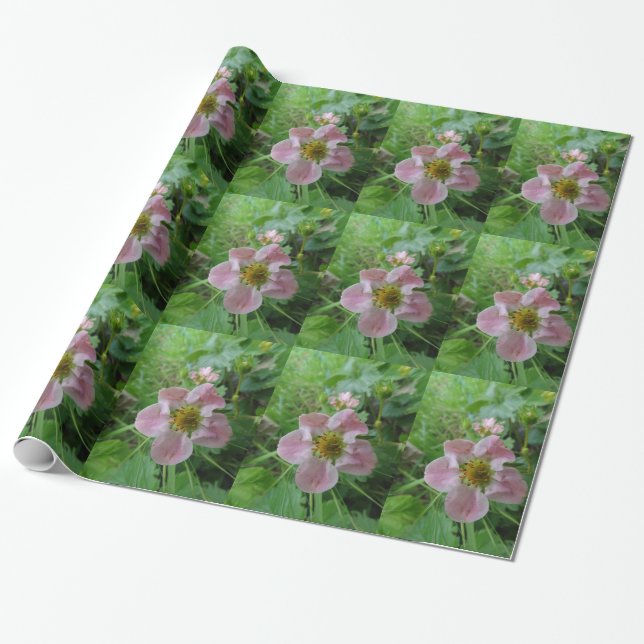 Pink Flower Photo Wrapping Paper (Unrolled)