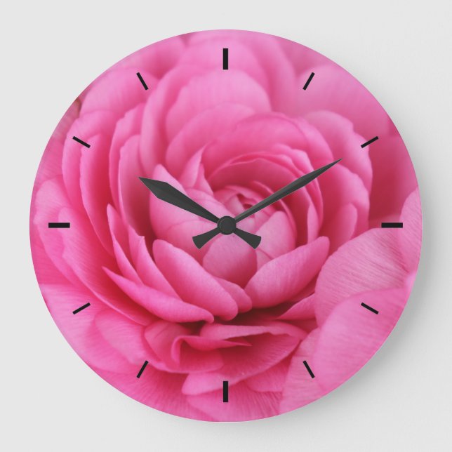 Pink Flower Photograph Large Clock (Front)
